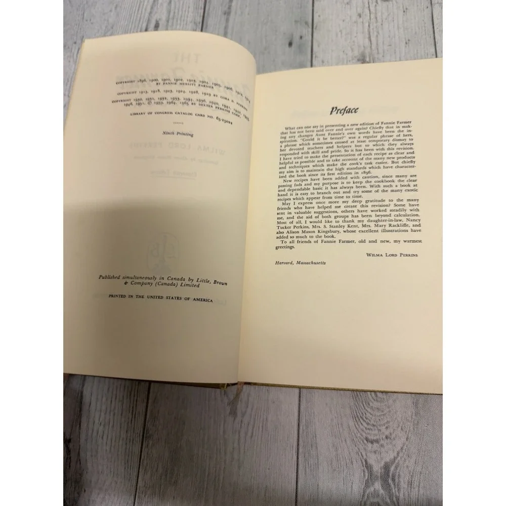 The Fannie Farmer Recipe Cookbook revised by Wilma Lord Perkins 1965 HC Vintage